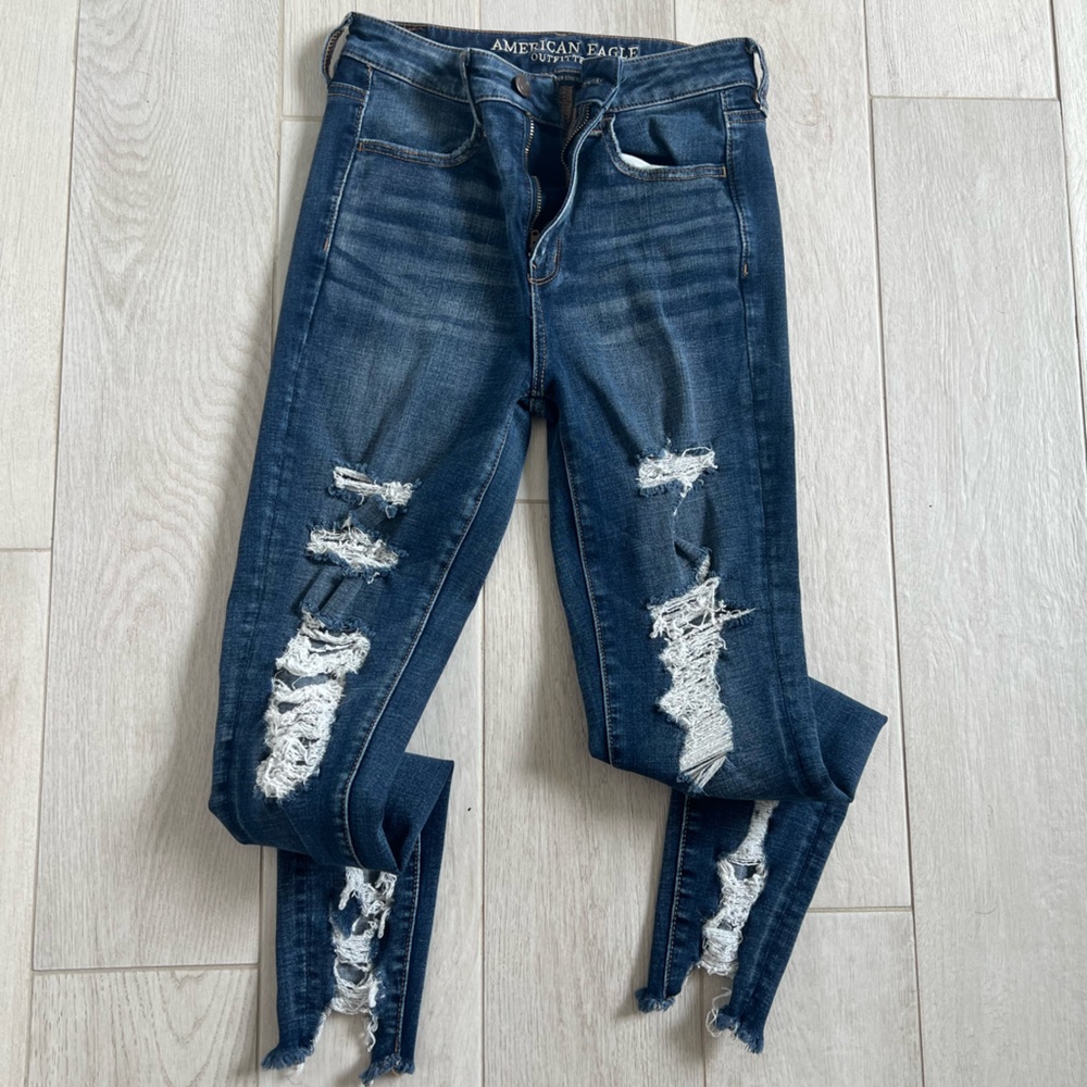 Distressed Blue Jeans